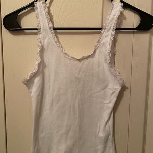 Hollister White Layering Tank w/ Lace edges